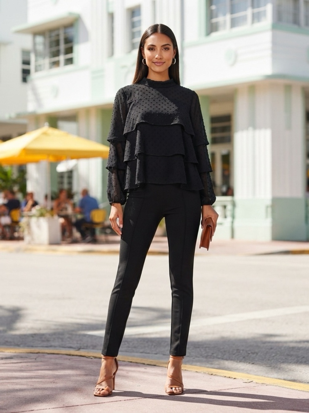 Halogen Ruffle long sleeve lined Blouse